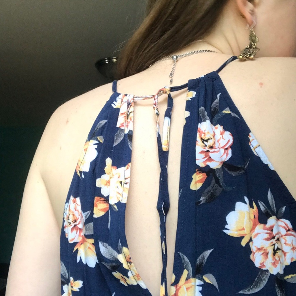 Navy floral romper